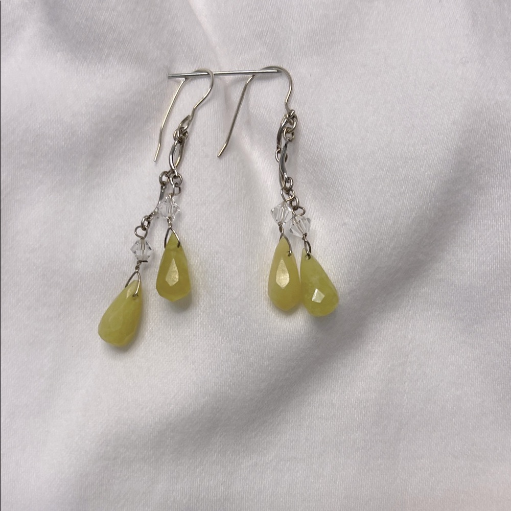 Citron and Crystal Drop Earrings
